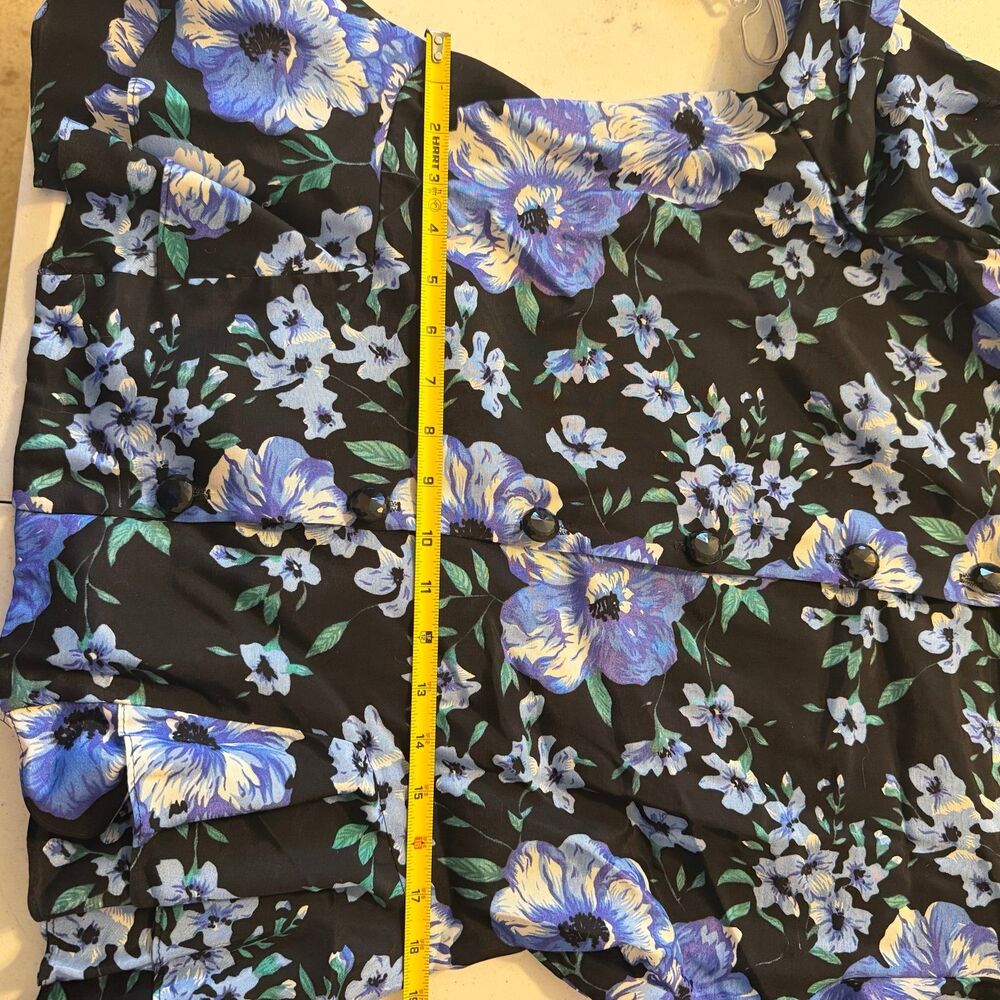 NWT vintage Tracy Richards 16 petite 2 piece blouse & skirt set floral blue - Picture 6 of 9